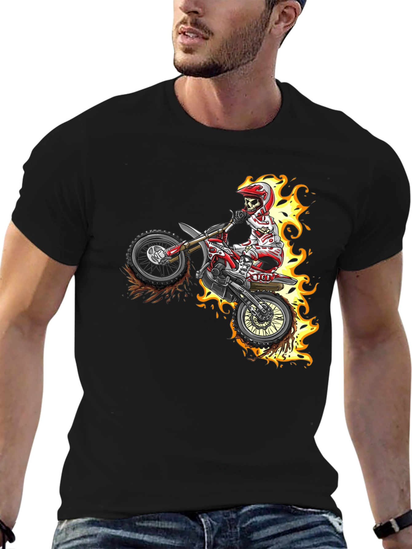 Skull Rider Flames Graphic Tee