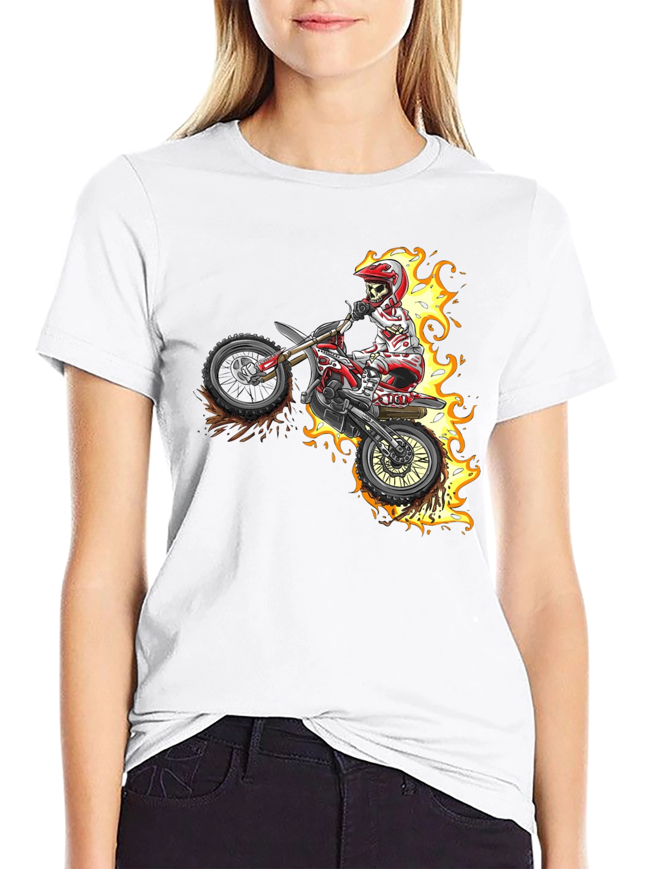 Skull Rider Flames Graphic Tee