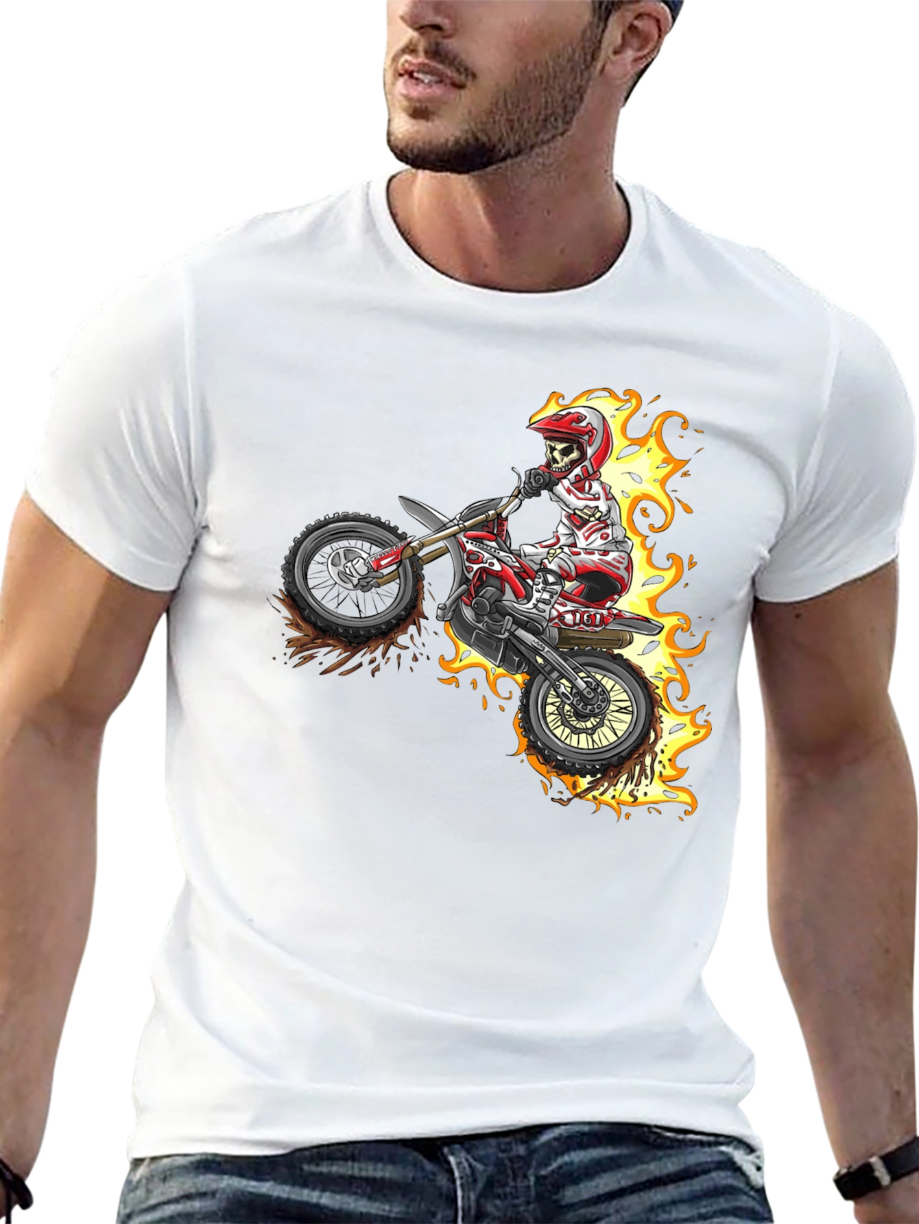 Skull Rider Flames Graphic Tee