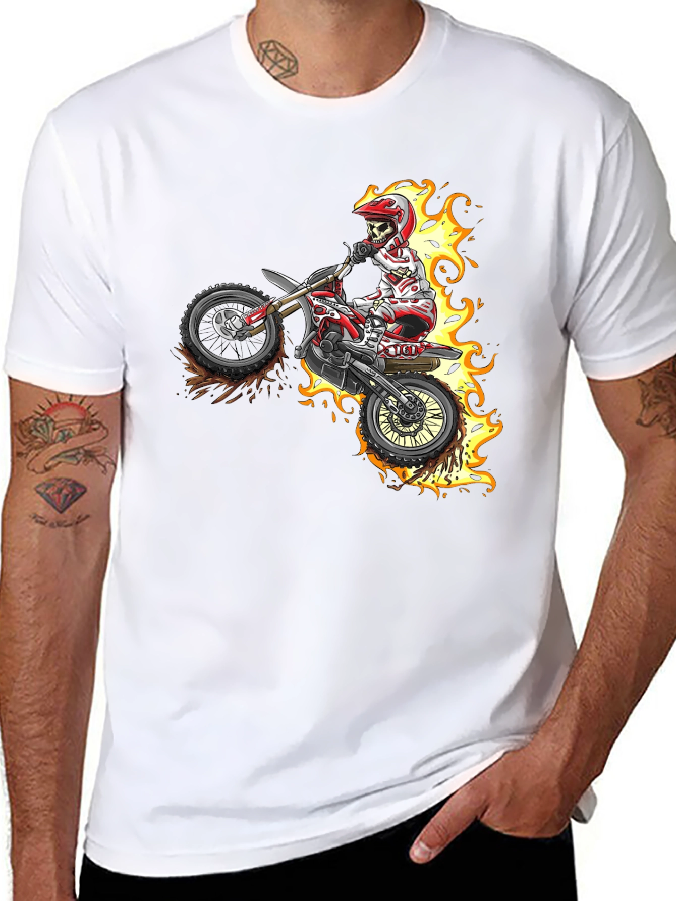 Skull Rider Flames Graphic Tee