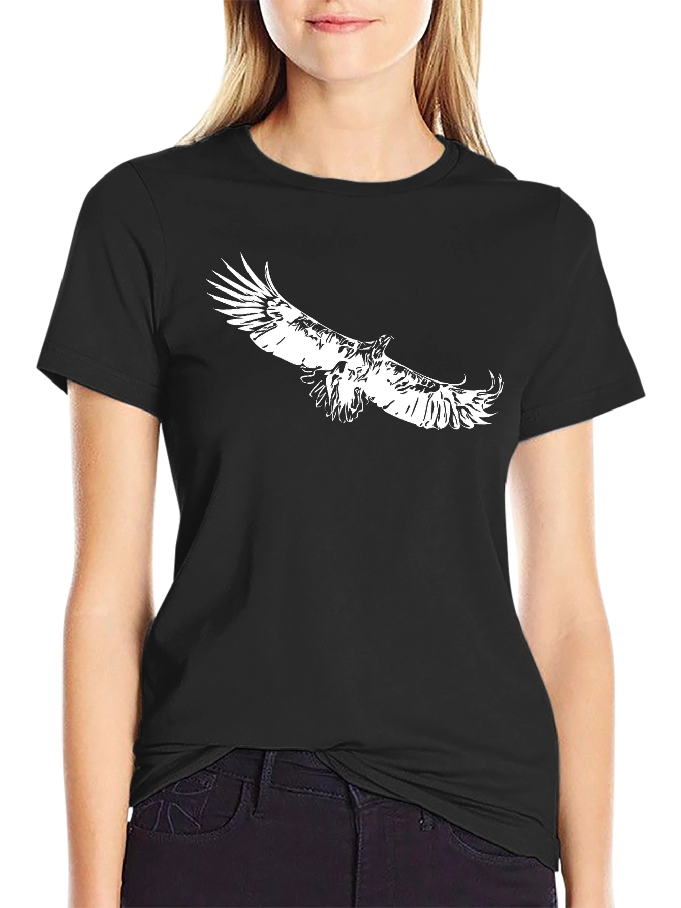 Black T-Shirt with Eagle Print