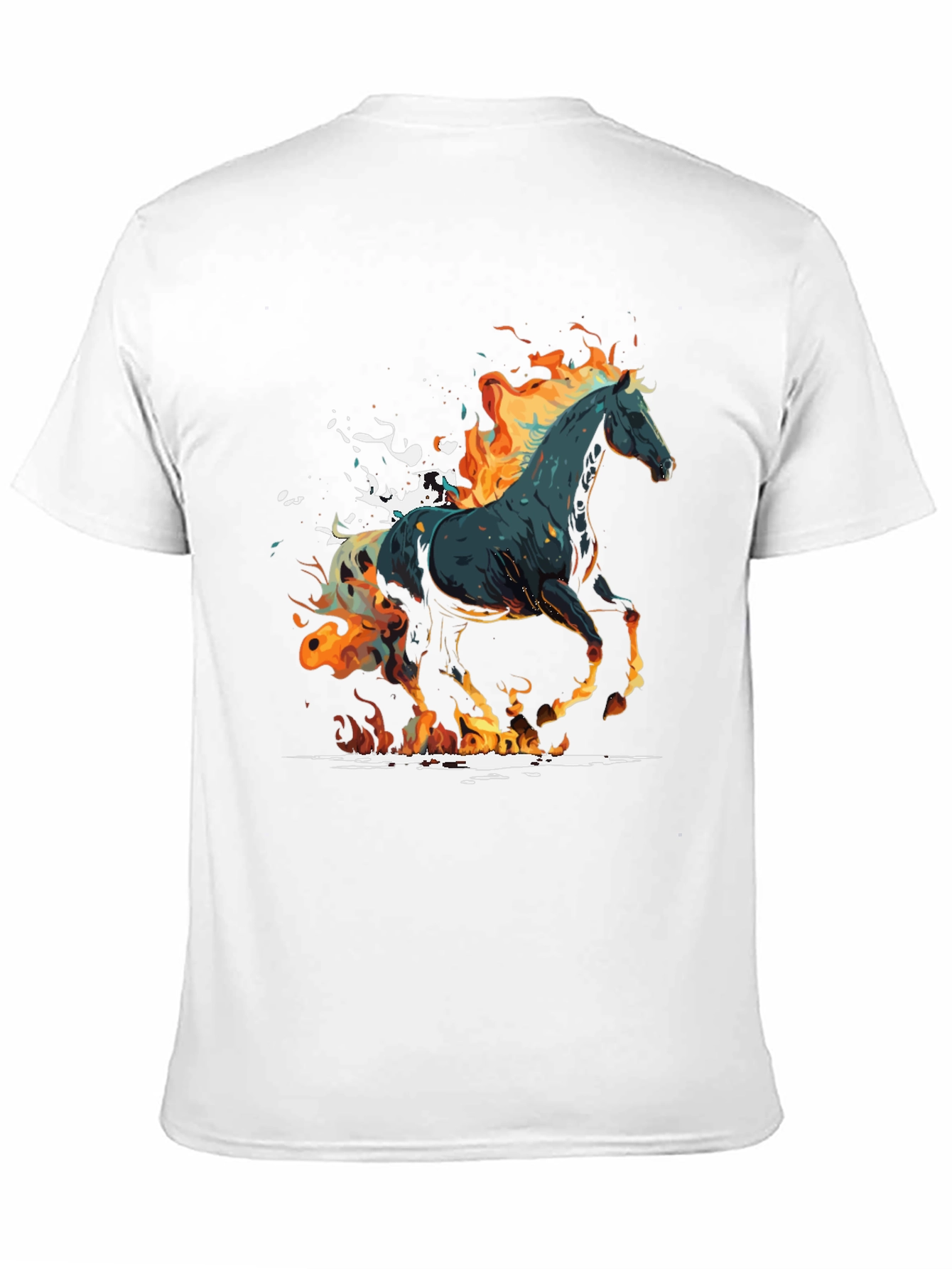Fiery Horse Graphic Tee - Black Cotton Blend
