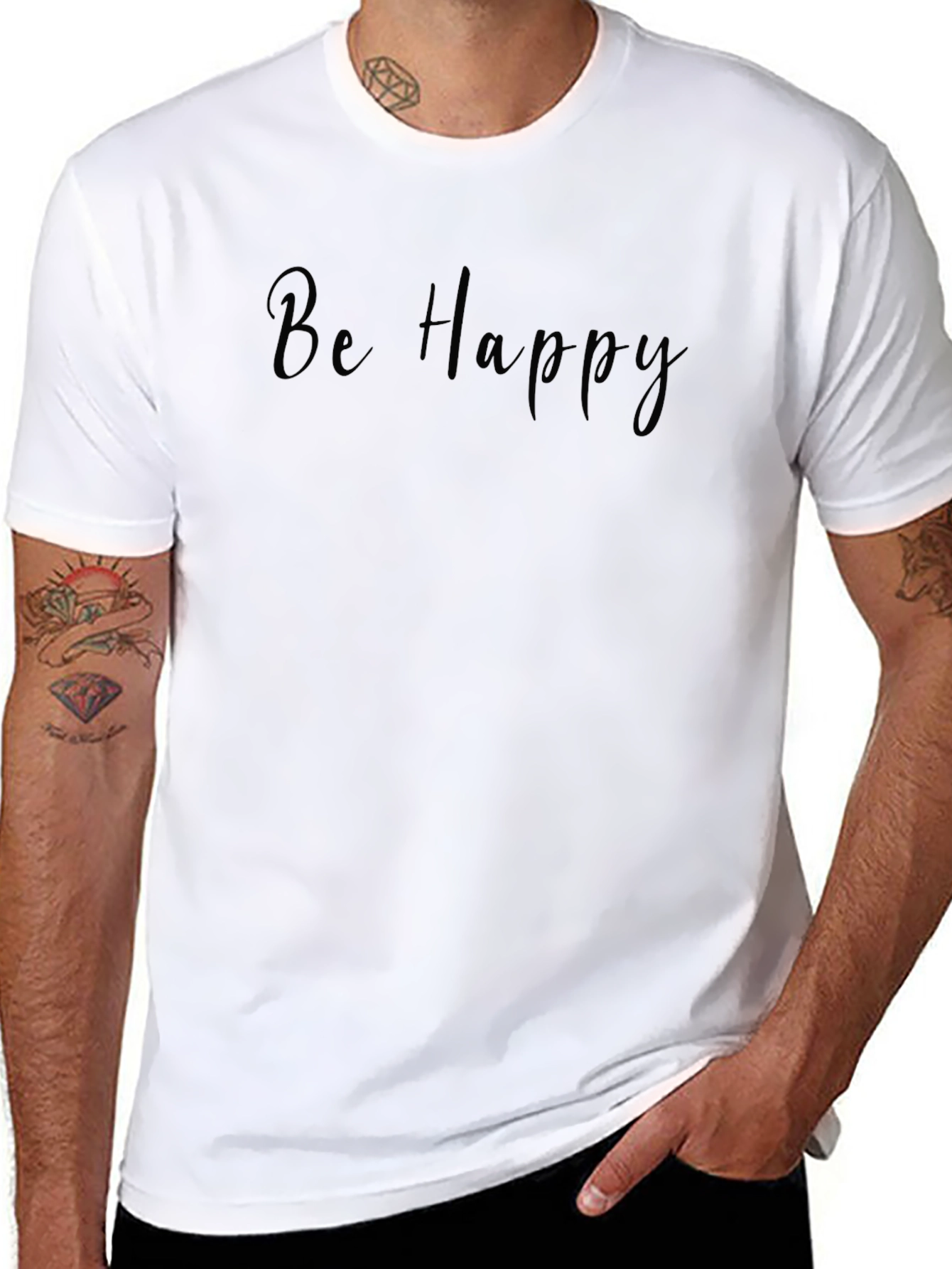 Be Happy Black Tee - Comfort & Style
