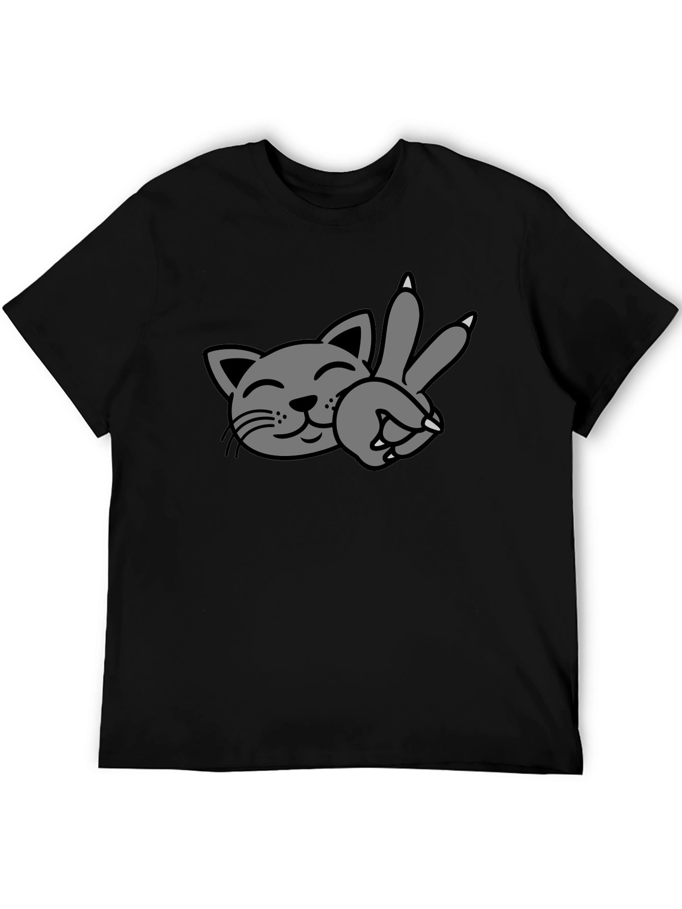 Cool Cat Peace Sign T-Shirt - Black