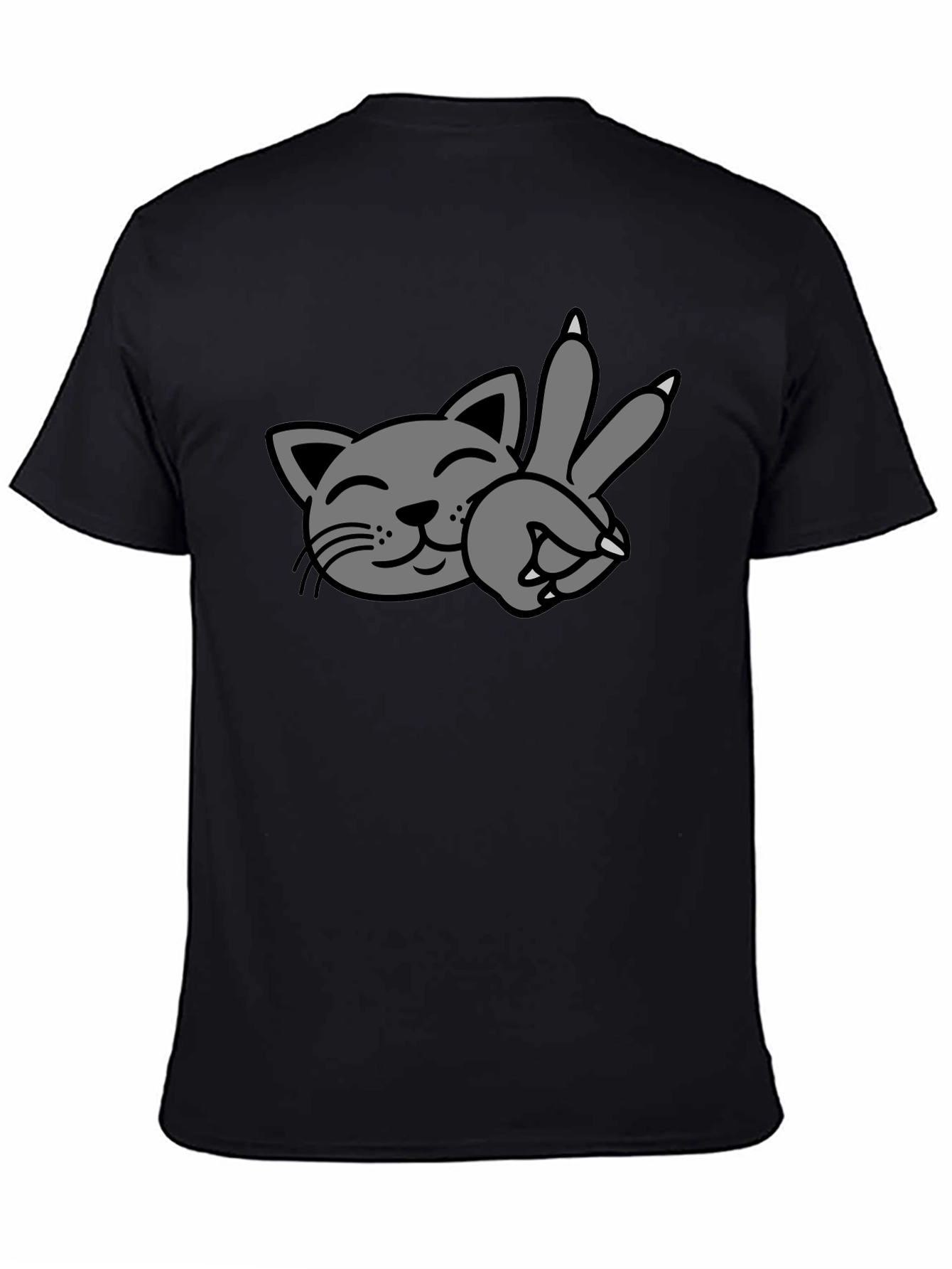 Cool Cat Peace Sign T-Shirt - Black