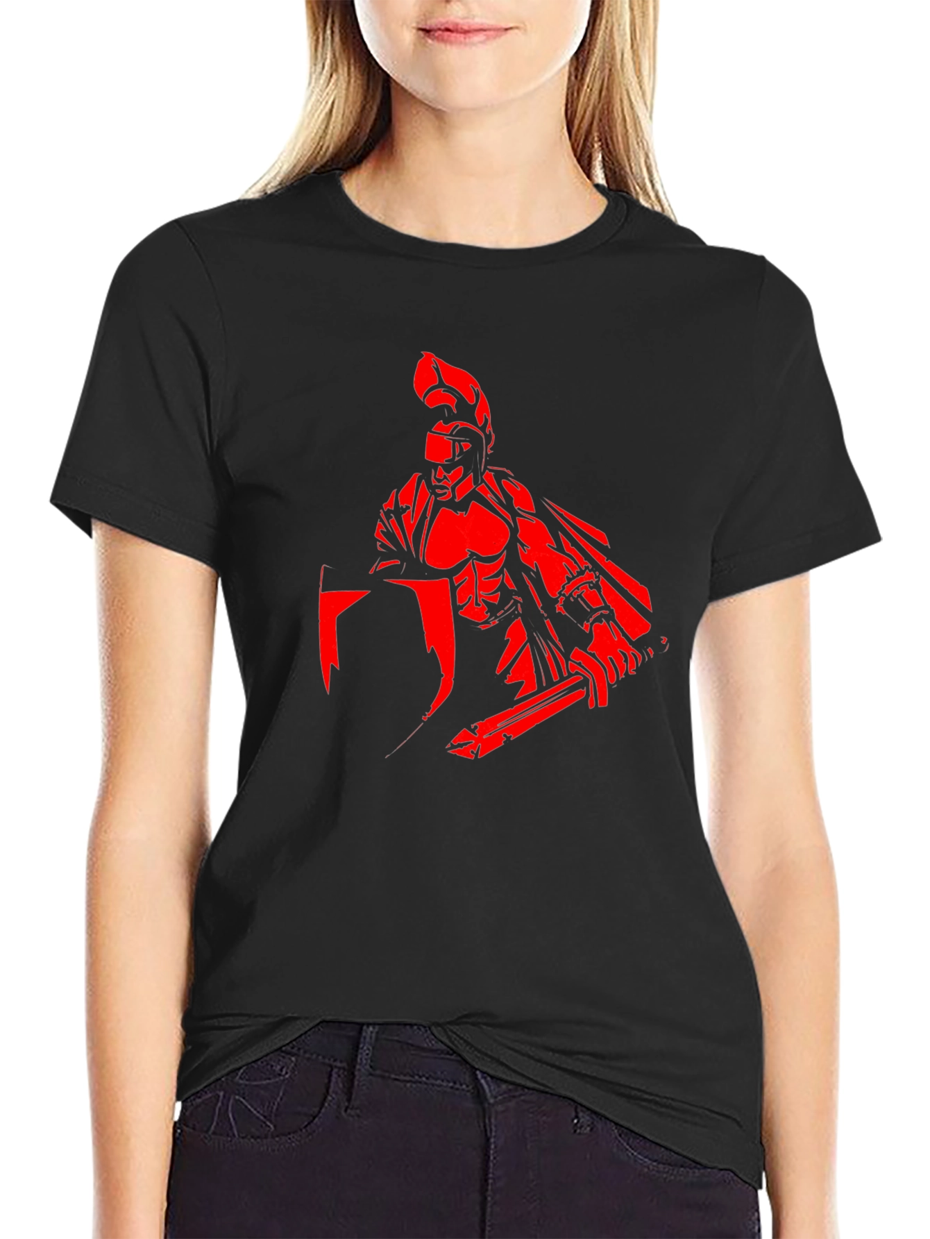 Spartan Warrior Graphic T-Shirt - Black