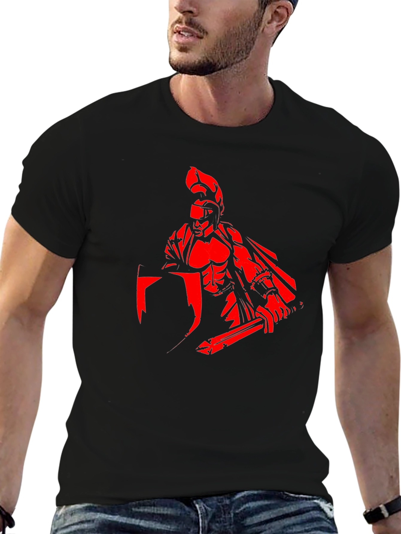 Spartan Warrior Graphic T-Shirt - Black