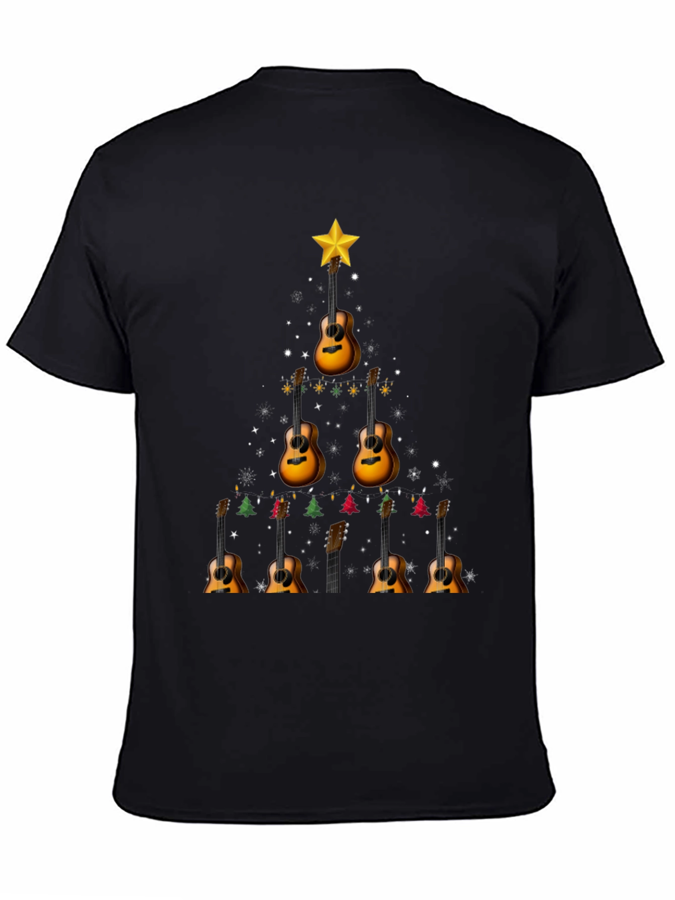 Guitar Christmas Tree Graphic Tee - Musician Holiday Shirt