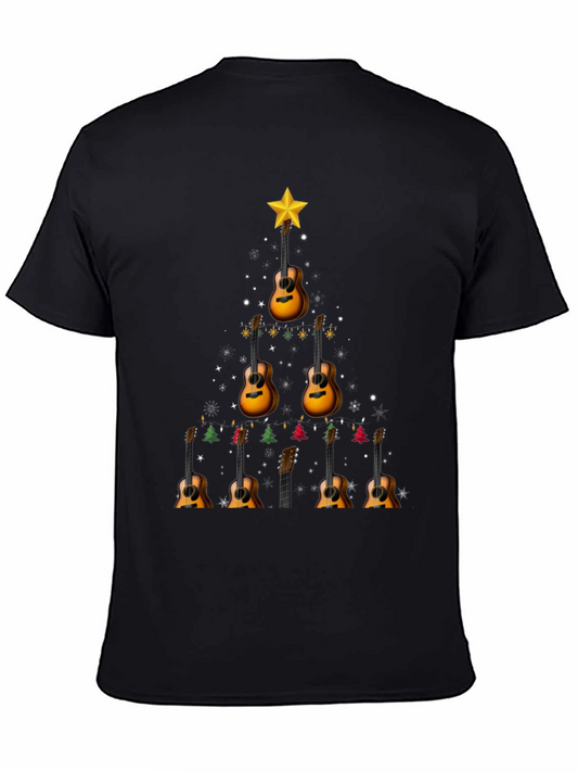 Guitar Christmas Tree Graphic Tee - Musician Holiday Shirt