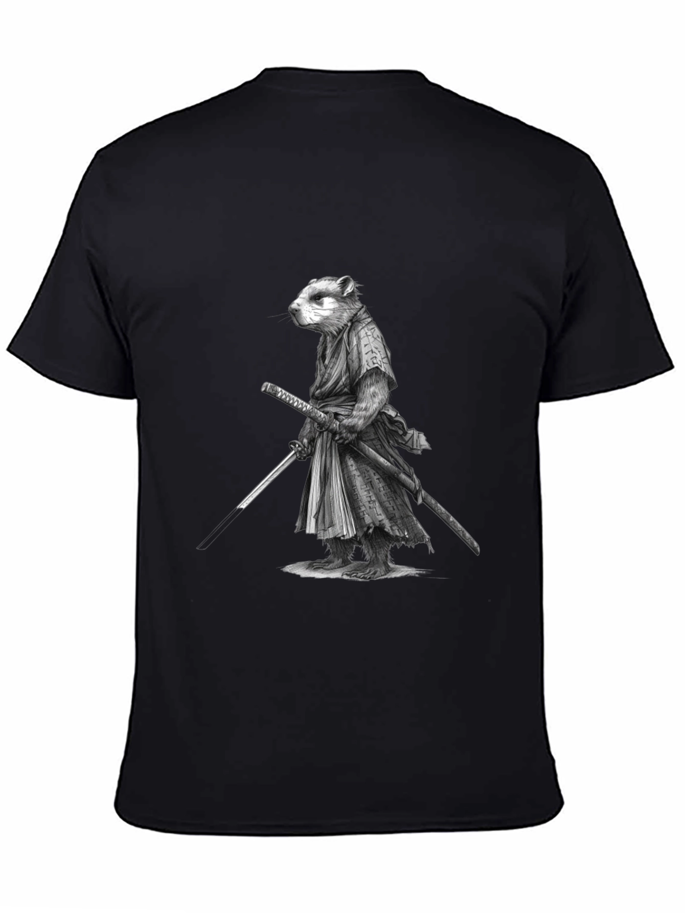 Samurai Marmot Graphic Tee - Black Cotton T-Shirt