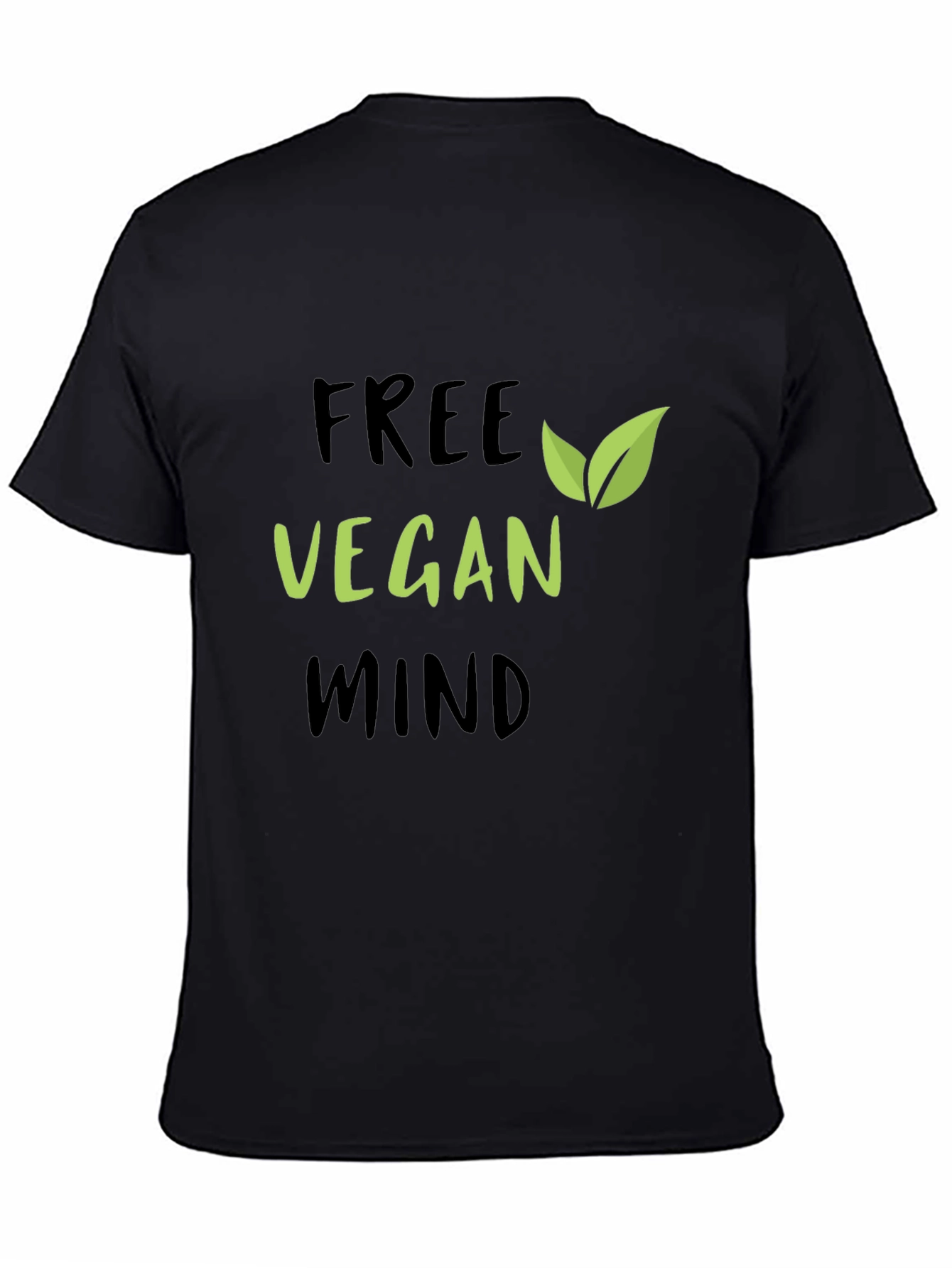 Free Vegan Mind Graphic Tee - Black Cotton T-Shirt