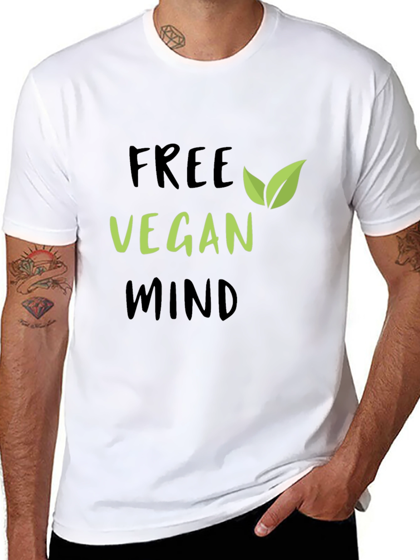 Free Vegan Mind Graphic Tee - Black Cotton T-Shirt