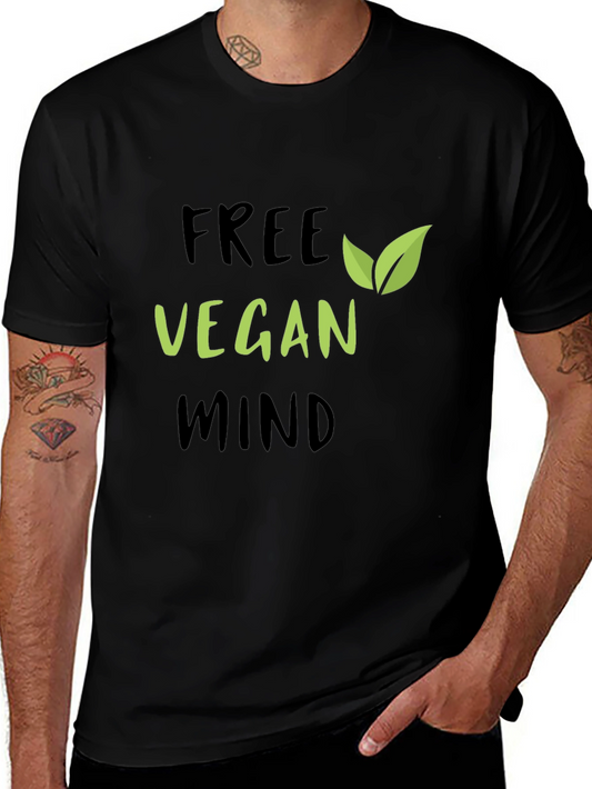 Free Vegan Mind Graphic Tee - Black Cotton T-Shirt