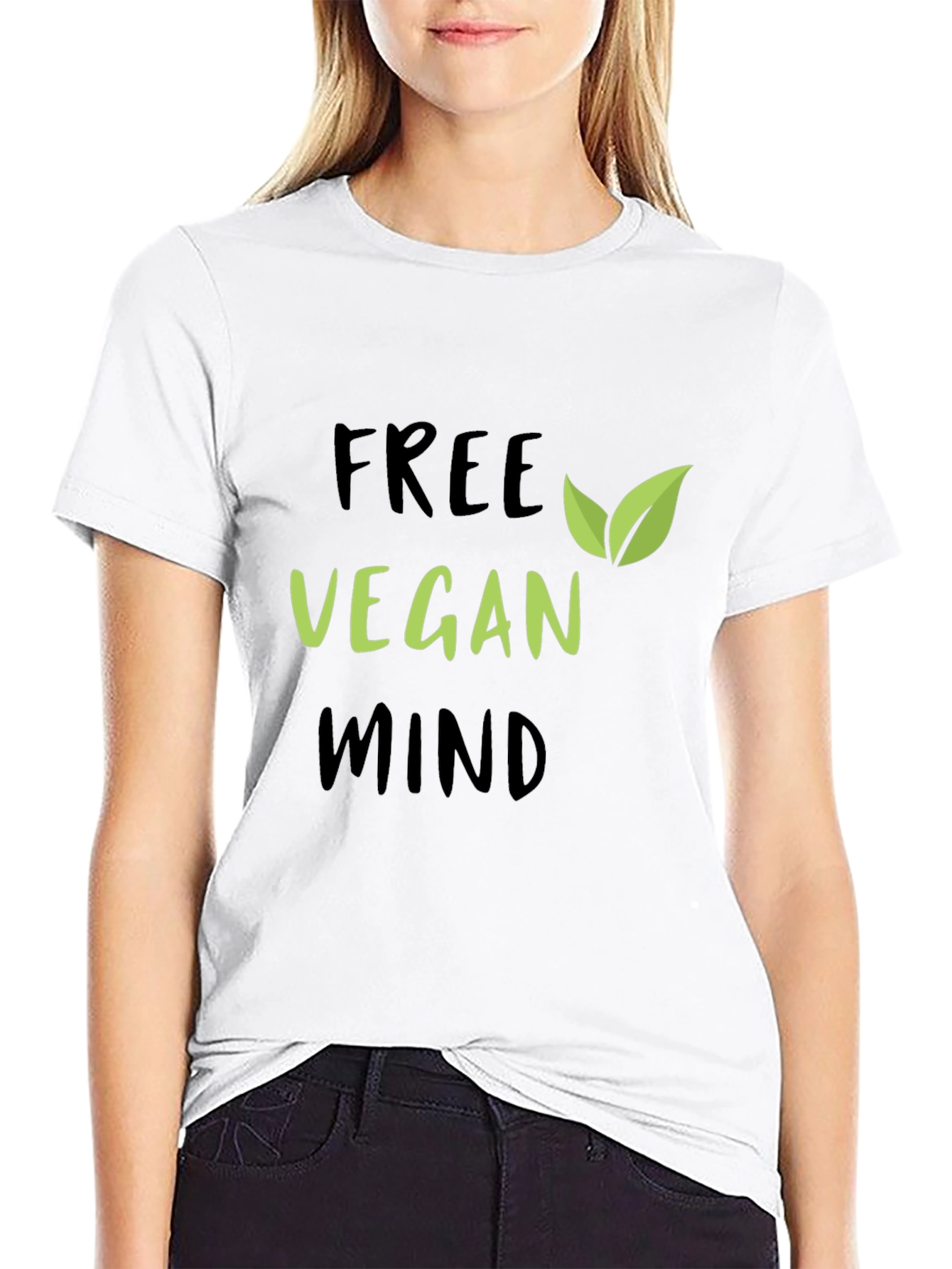 Free Vegan Mind Graphic Tee - Black Cotton T-Shirt