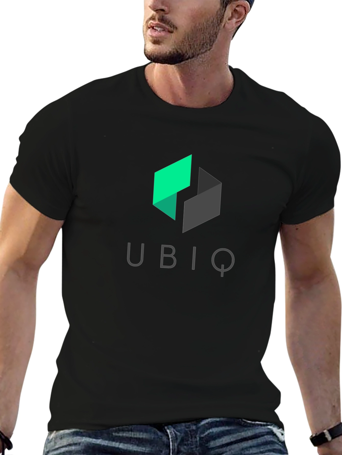 Ubiq Black T-Shirt - Modern Geometric Logo Tee