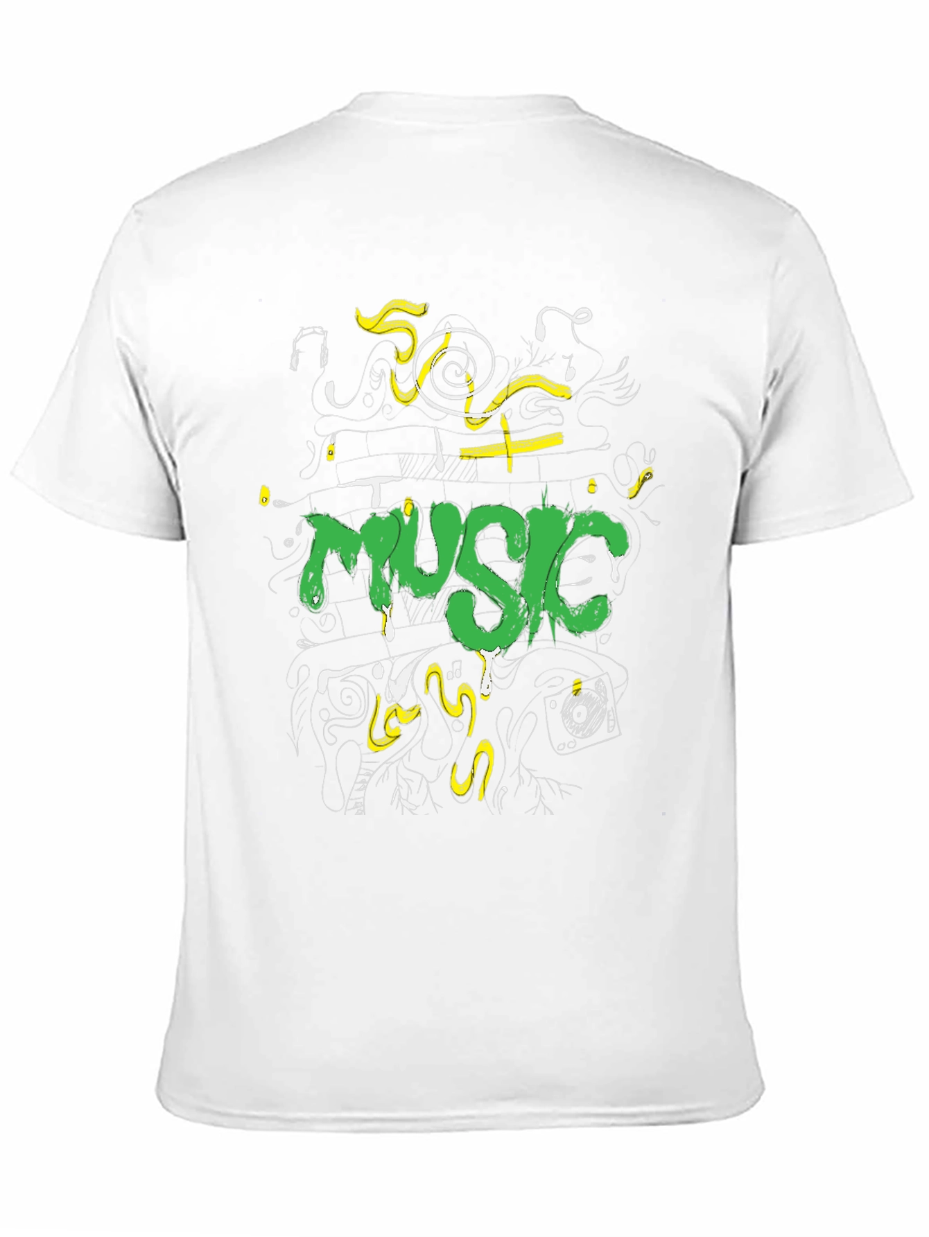 Music Graphic Print Black Crew Neck Tee