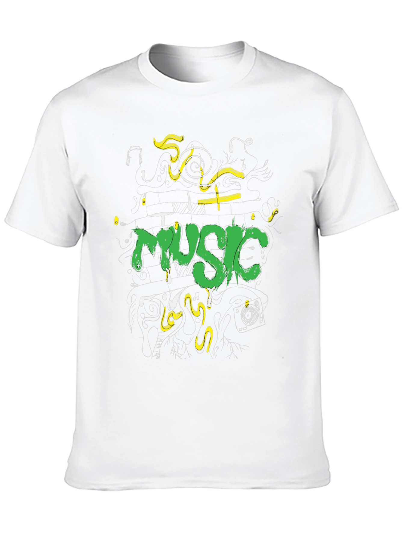Music Graphic Print Black Crew Neck Tee
