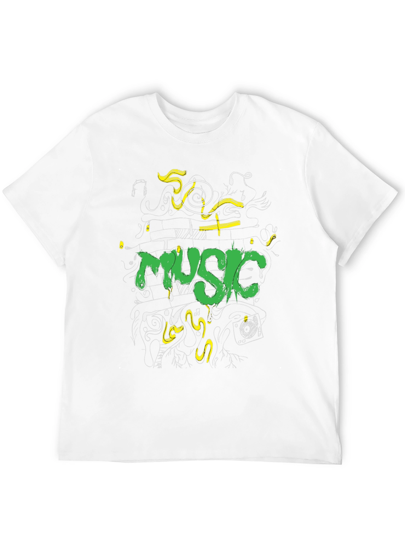 Music Graphic Print Black Crew Neck Tee