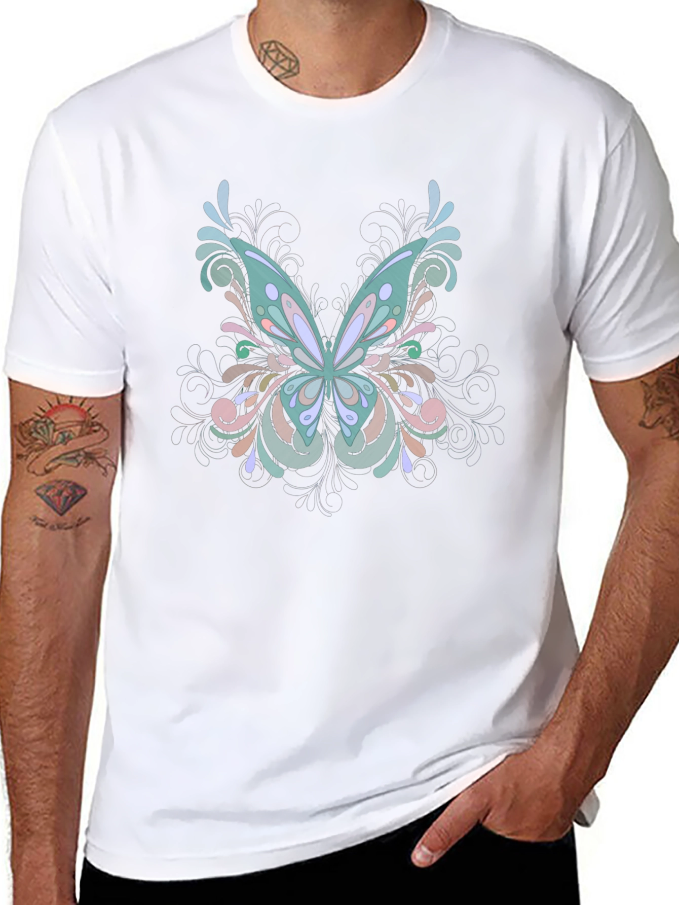 Butterfly Swirl Black T-Shirt