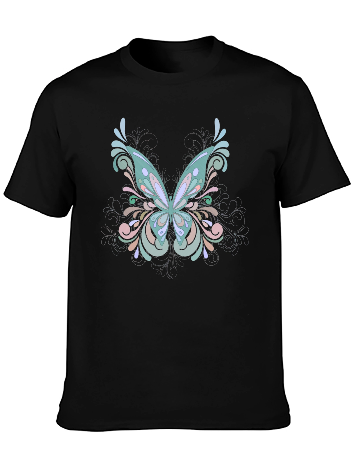 Butterfly Swirl Black T-Shirt