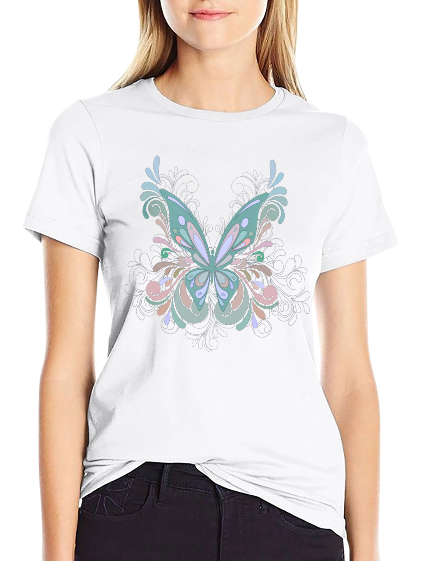 Butterfly Swirl Black T-Shirt