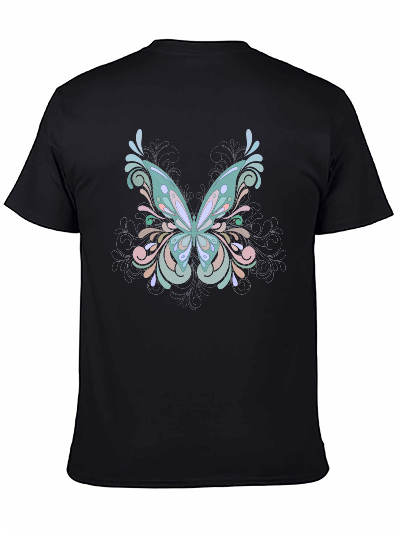 Butterfly Swirl Black T-Shirt