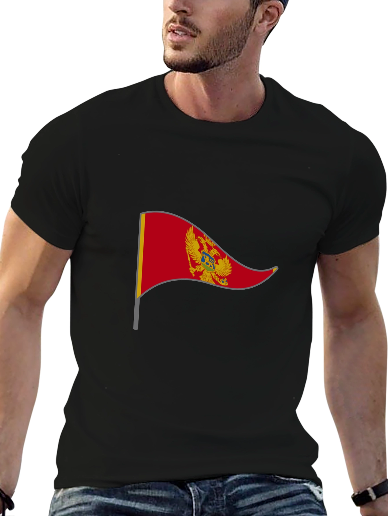 Montenegro Flag T-Shirt | Mens Black Tee