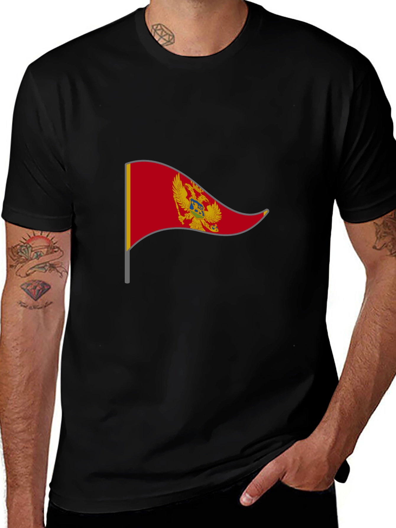Montenegro Flag T-Shirt | Mens Black Tee