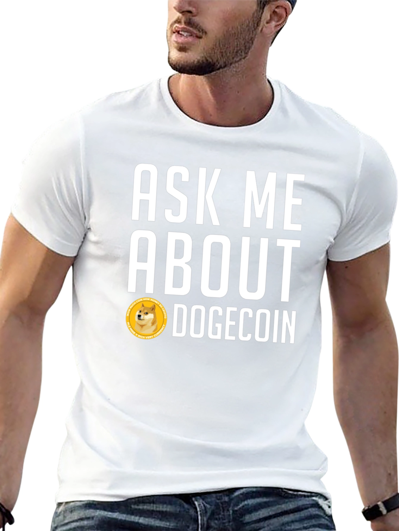 Ask Me About Dogecoin Graphic Tee - Black