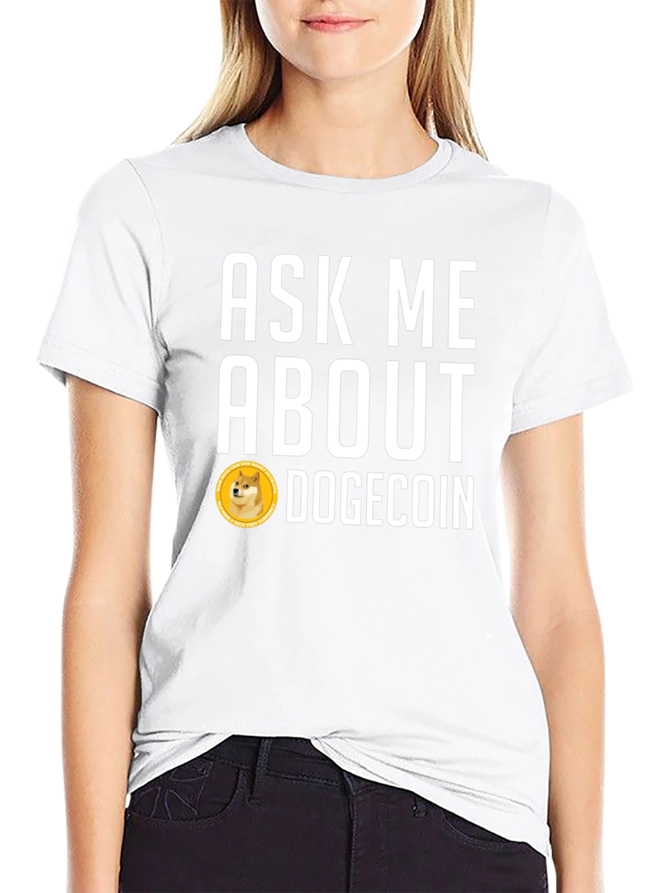 Ask Me About Dogecoin Graphic Tee - Black