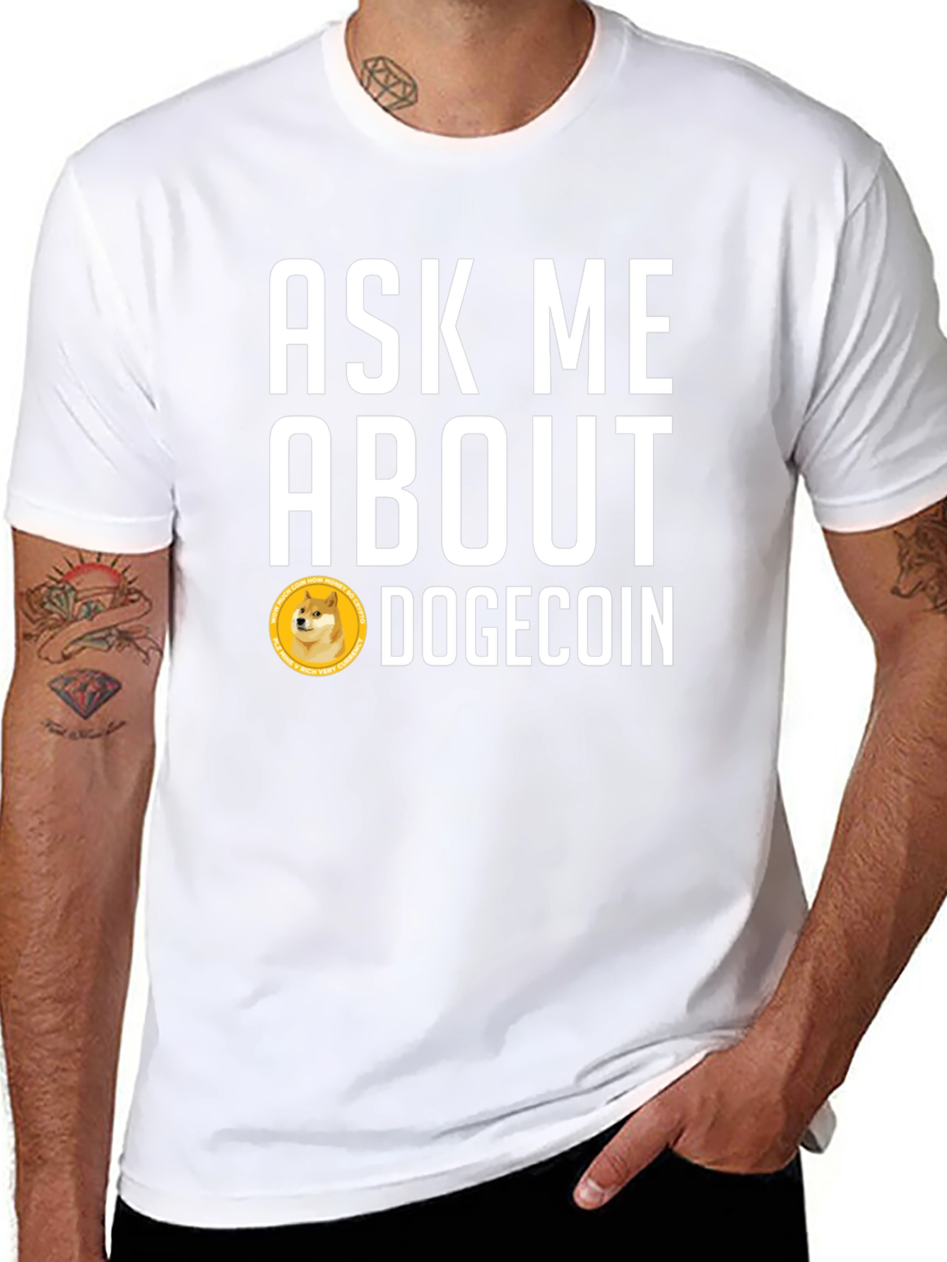 Ask Me About Dogecoin Graphic Tee - Black