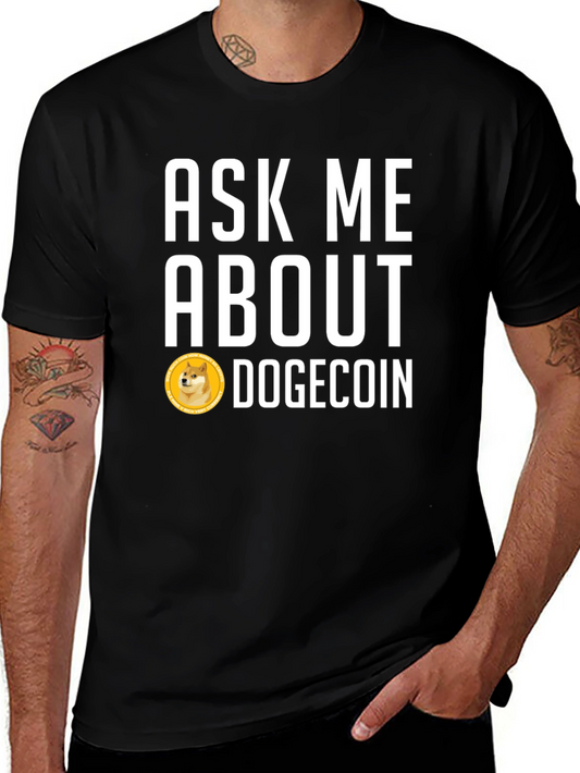 Ask Me About Dogecoin Graphic Tee - Black