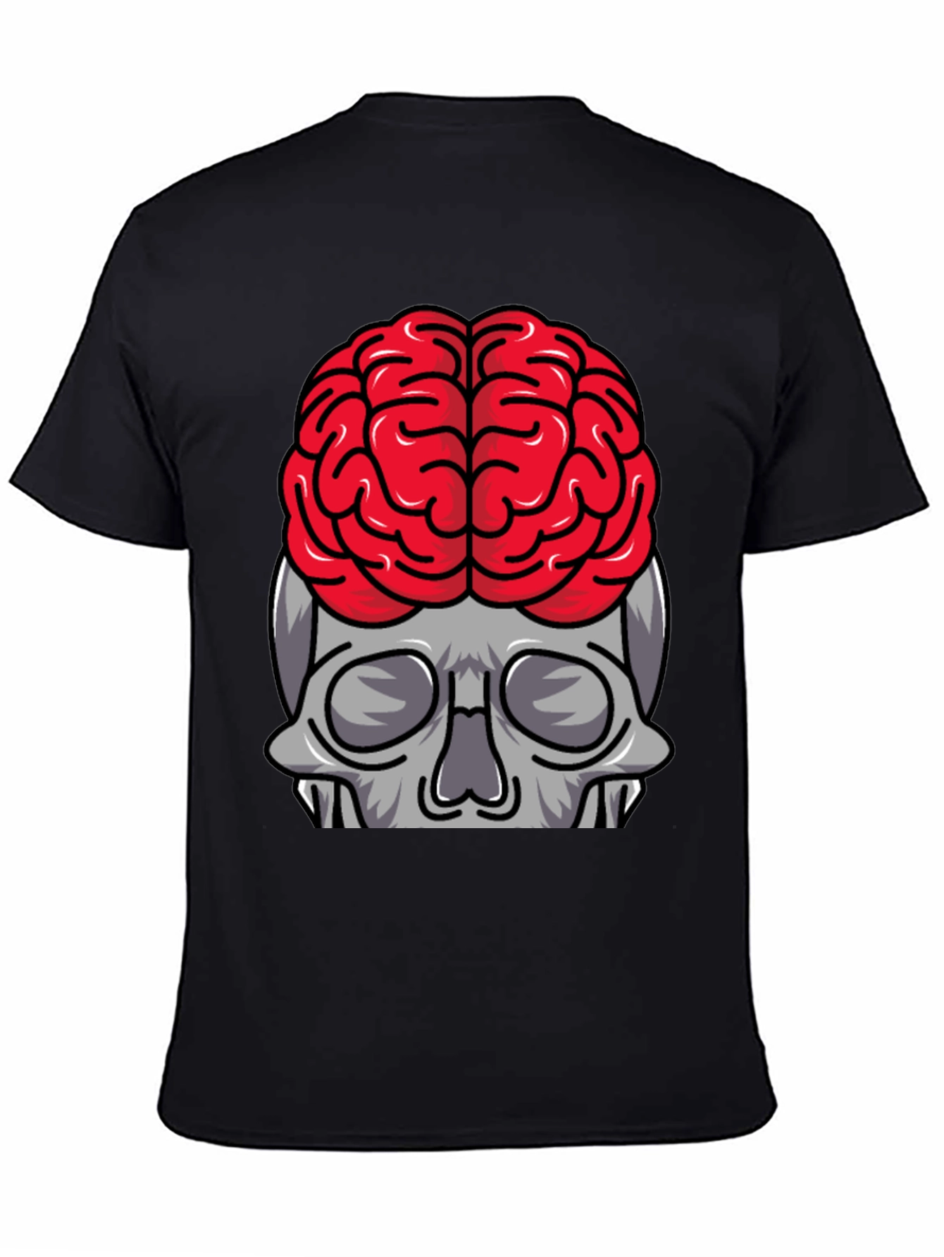 Brainy Skull Graphic Tee - Black
