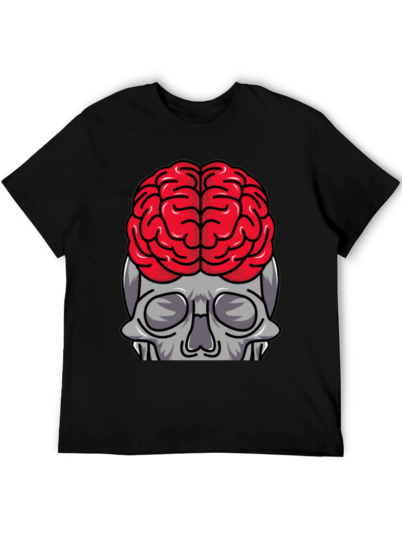 Brainy Skull Graphic Tee - Black