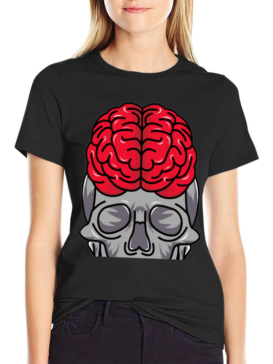 Brainy Skull Graphic Tee - Black