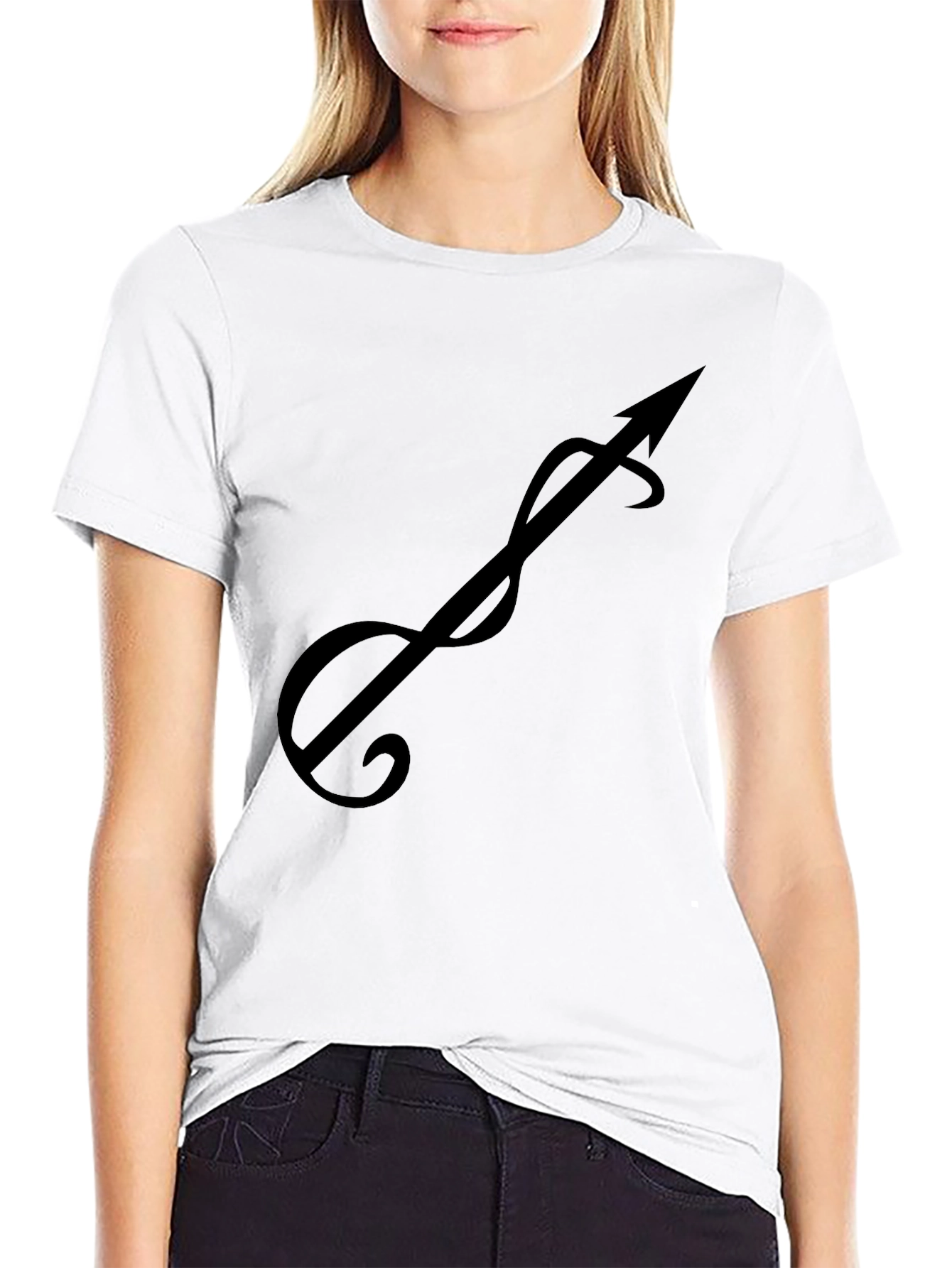 Black T-Shirt with Stylized Arrow Design