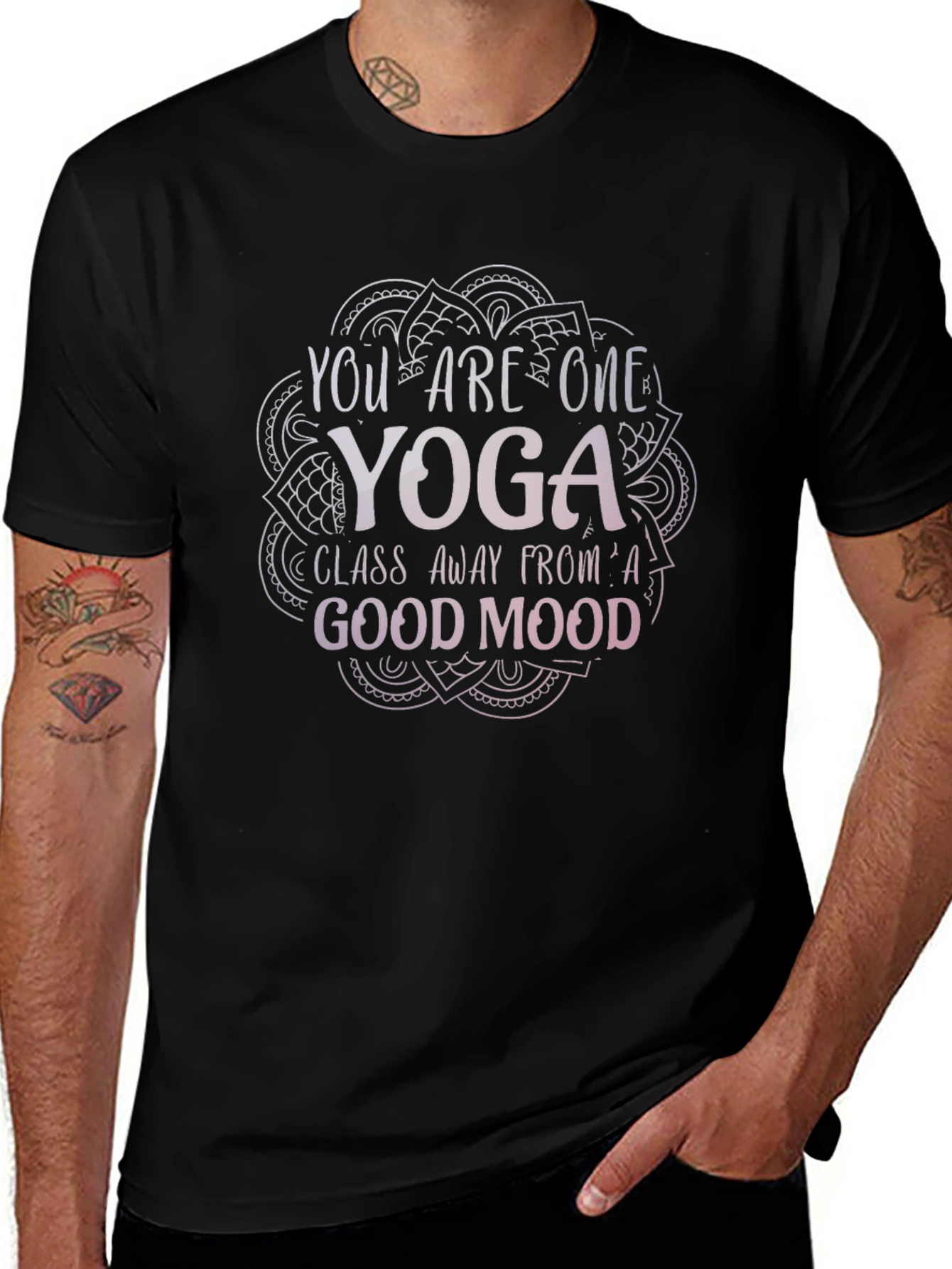 Yoga Good Mood Black Graphic T-Shirt