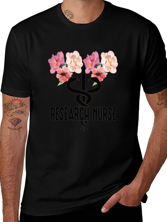 Research Nurse Floral T-Shirt - Stylish Medical Apparel