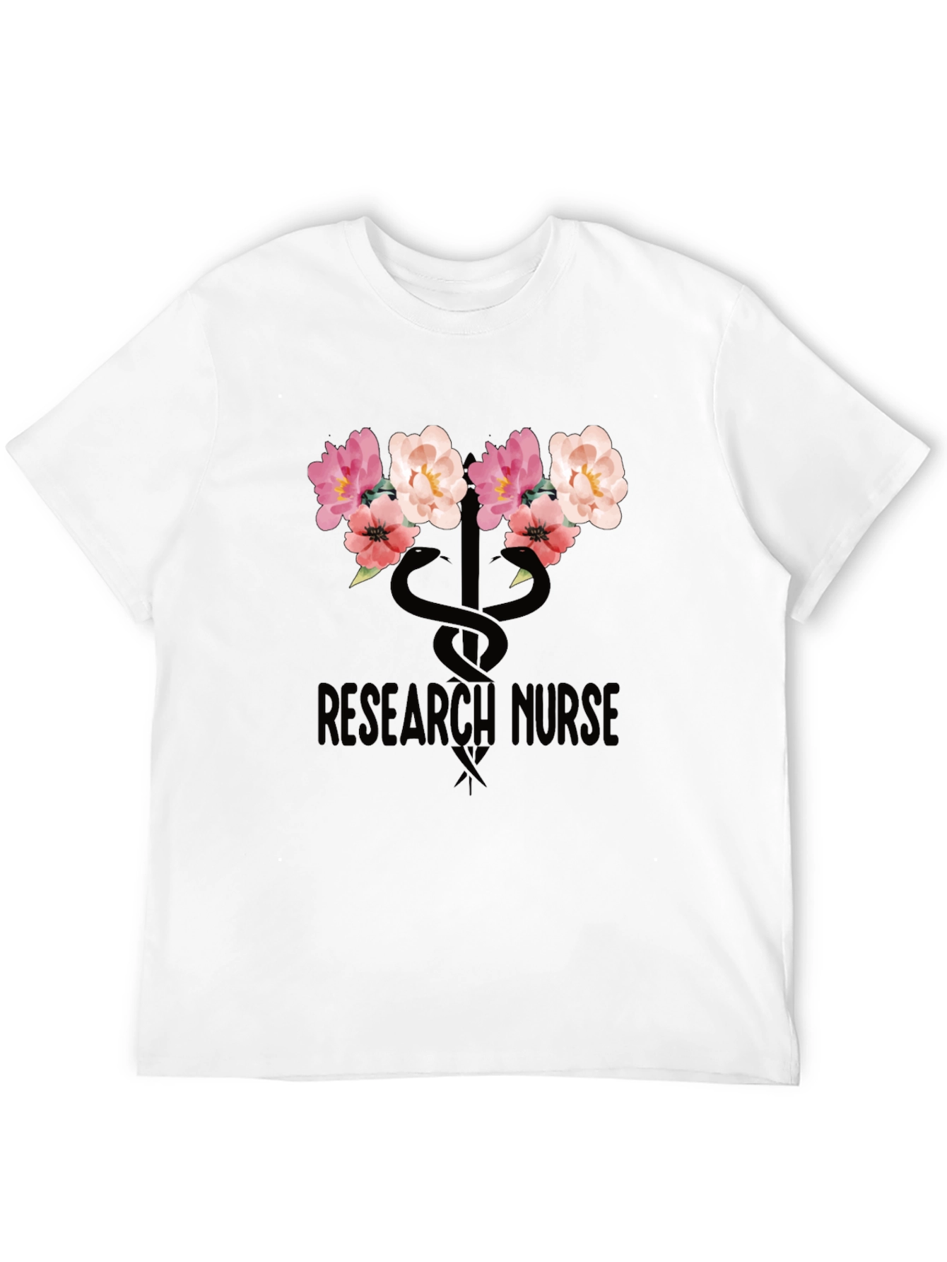 Research Nurse Floral T-Shirt - Stylish Medical Apparel
