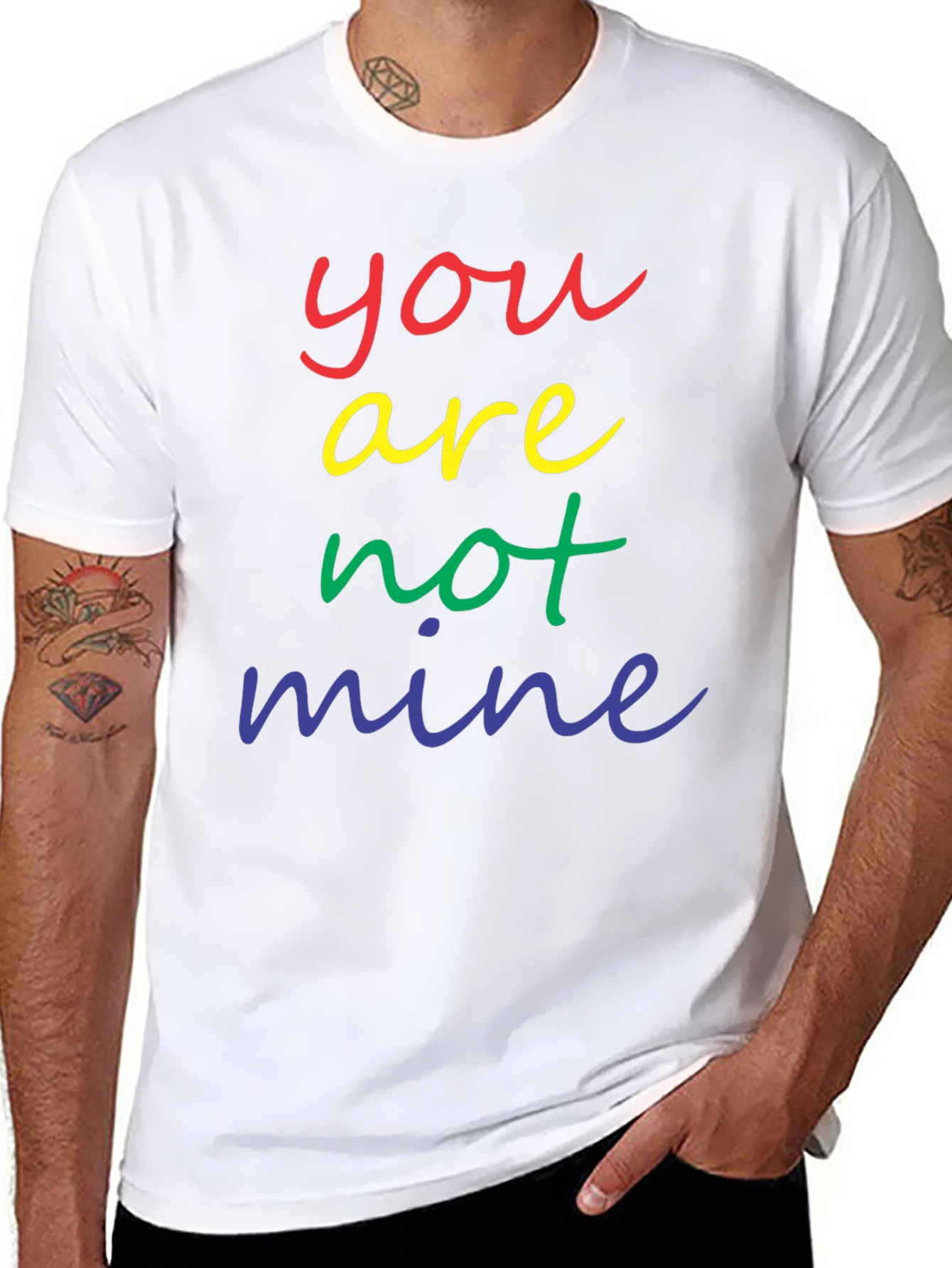 Rainbow Text Graphic Tee - You are not mine