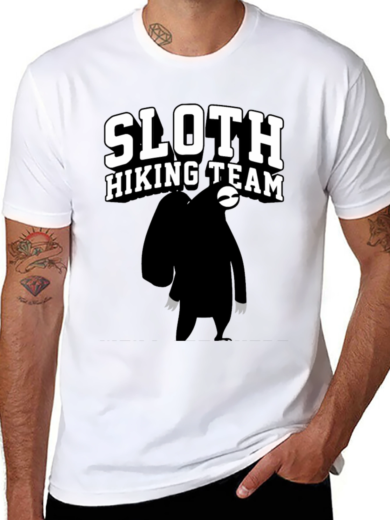 Sloth Hiking Team Graphic Tee - Black Cotton T-Shirt