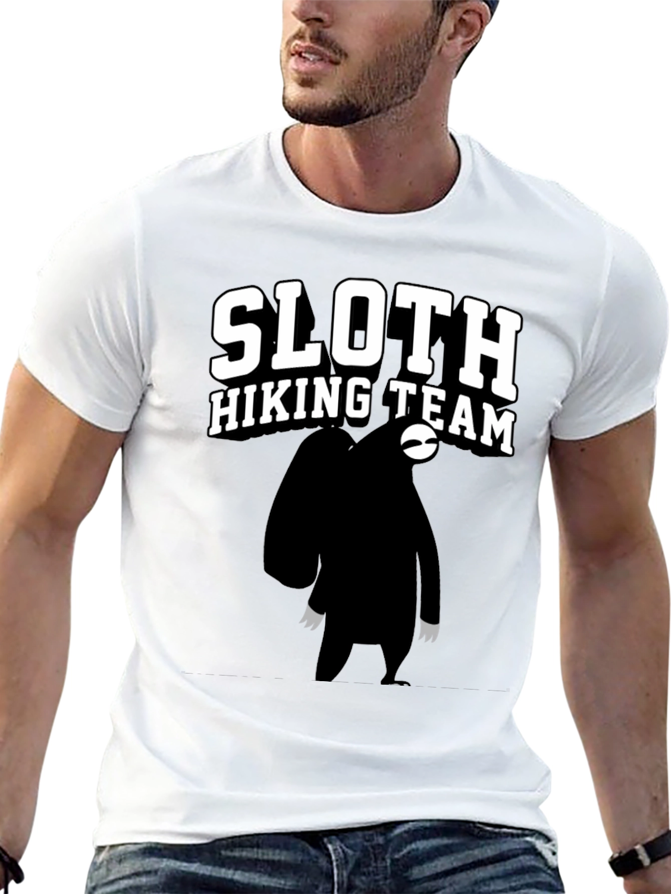 Sloth Hiking Team Graphic Tee - Black Cotton T-Shirt