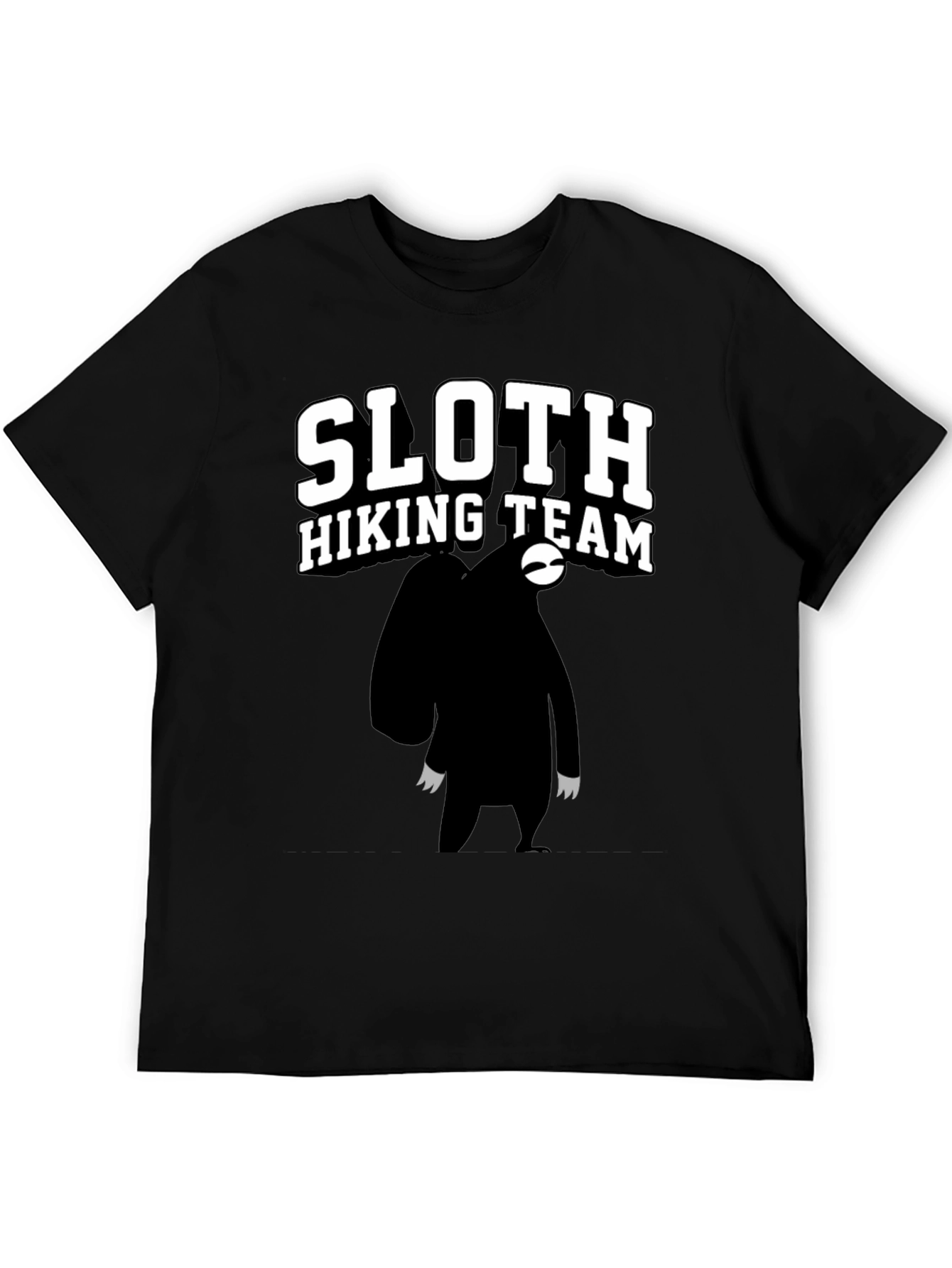 Sloth Hiking Team Graphic Tee - Black Cotton T-Shirt