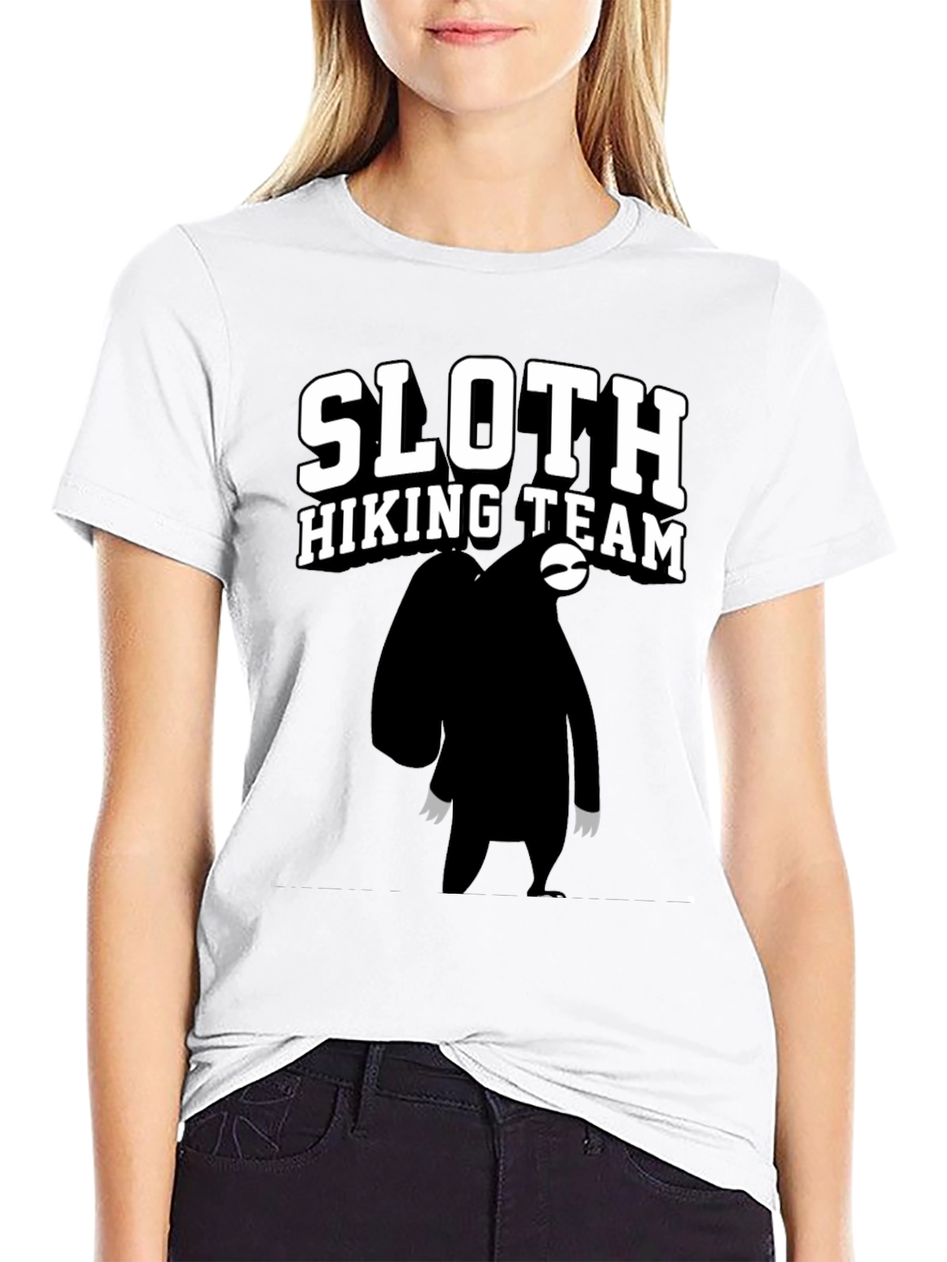 Sloth Hiking Team Graphic Tee - Black Cotton T-Shirt
