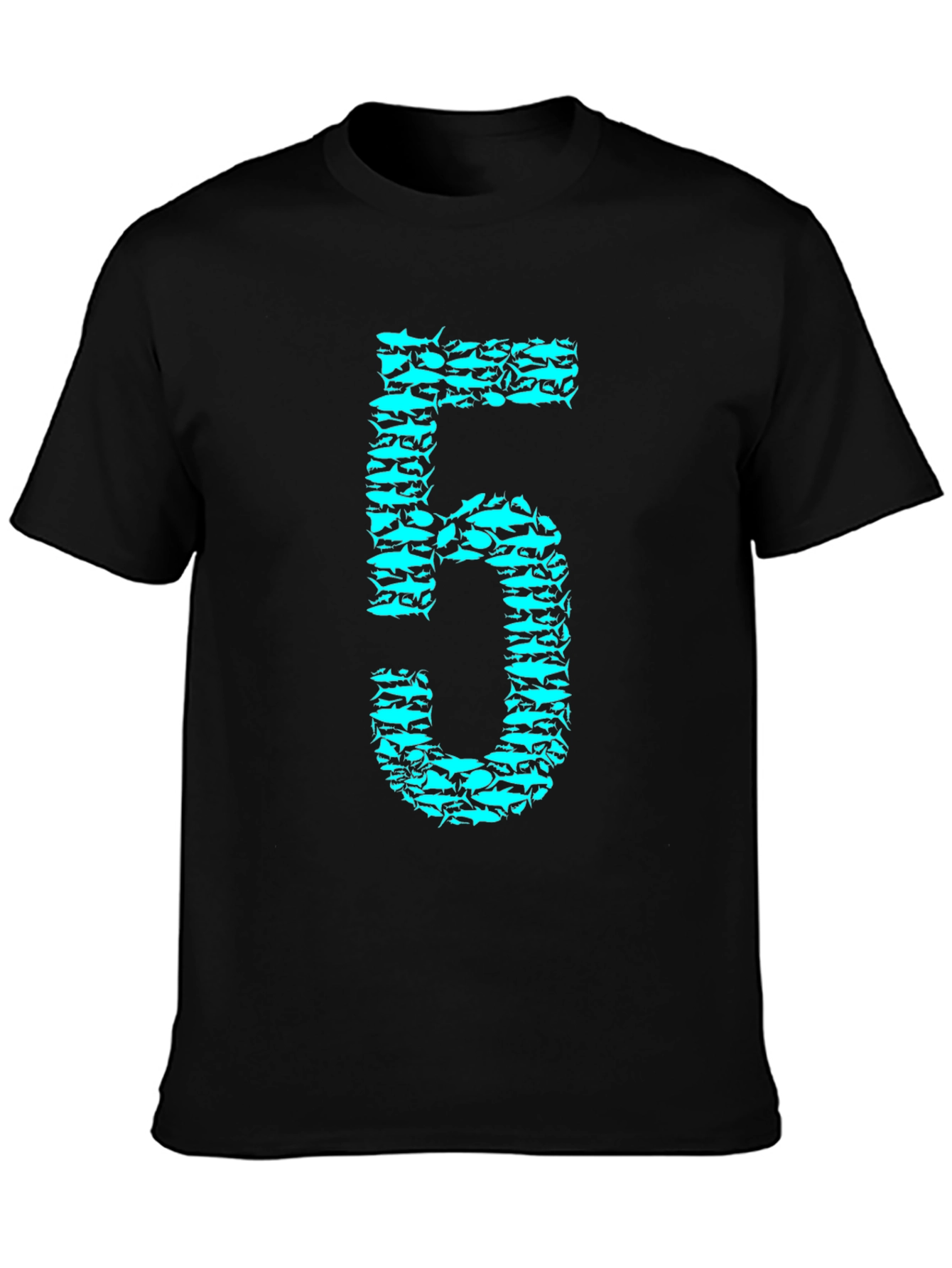 Shark Number Five Graphic Tee - Black Cotton T-Shirt