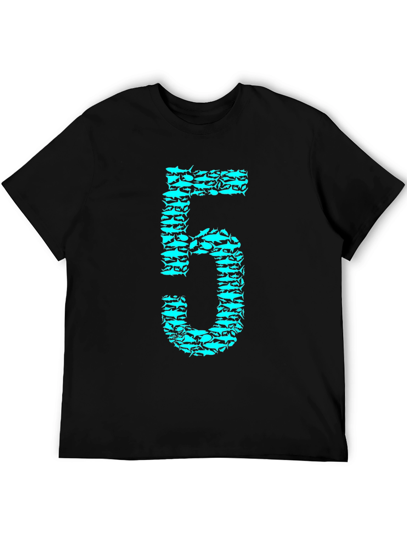 Shark Number Five Graphic Tee - Black Cotton T-Shirt
