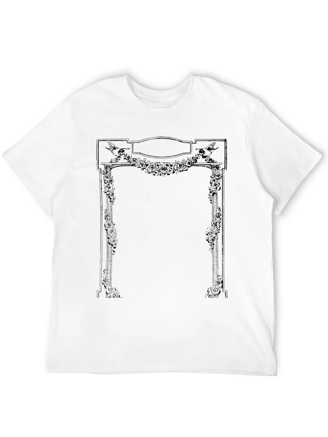 Floral Arch Graphic Tee - Unique Black T-Shirt