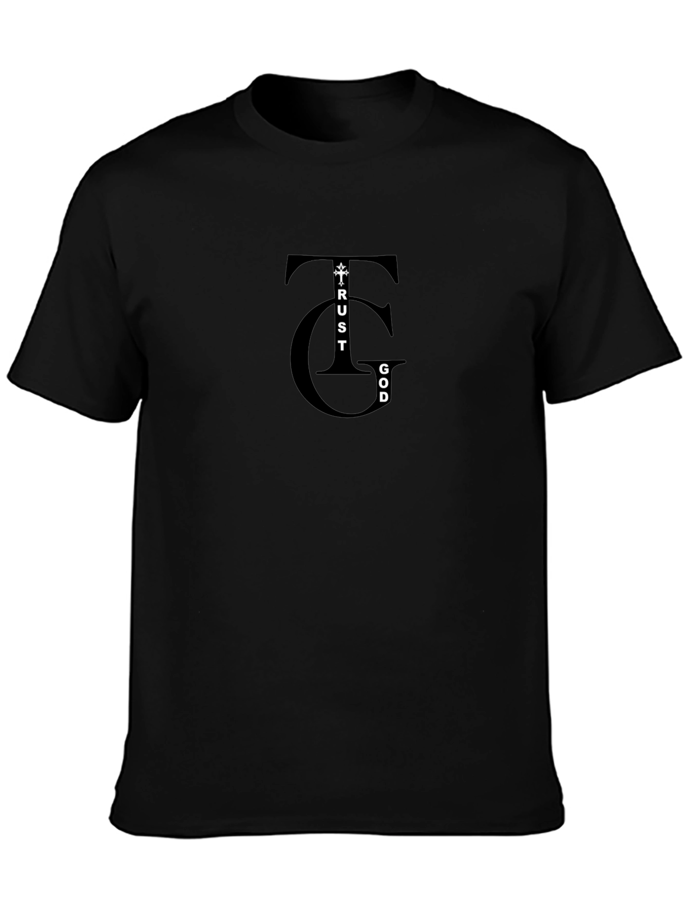 Trust God Graphic Print Black Tee