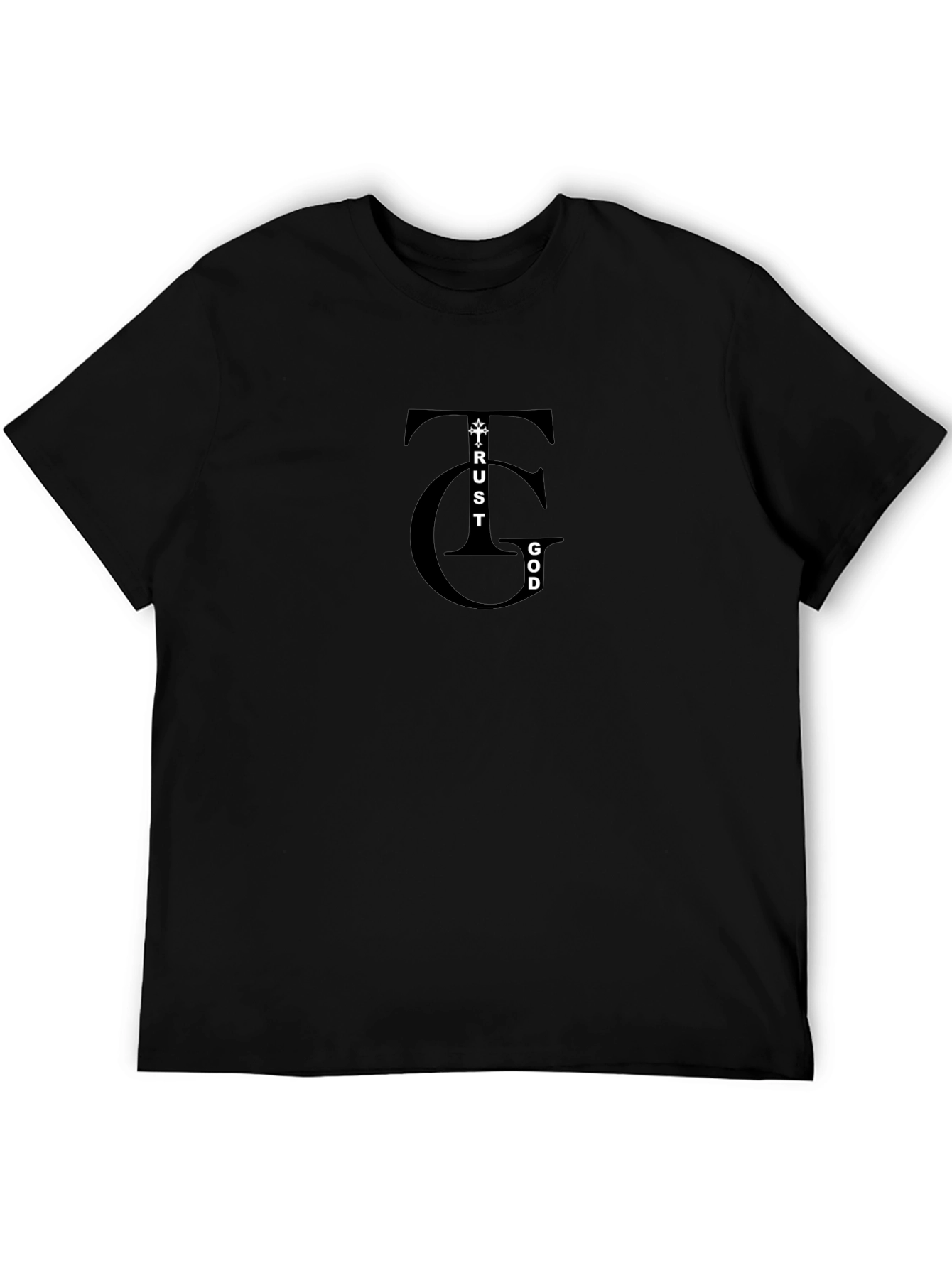 Trust God Graphic Print Black Tee