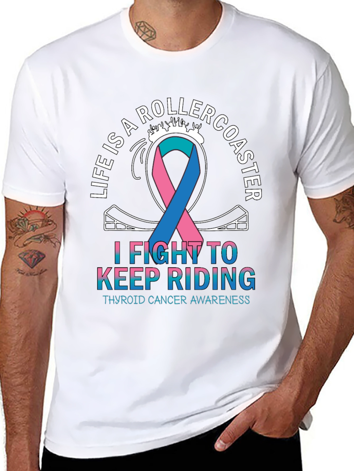 Thyroid Cancer Awareness Rollercoaster T-Shirt